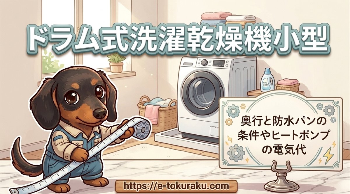 【ドラム式洗濯乾燥機小型】奥行と防水パンの条件やヒートポンプの電気代