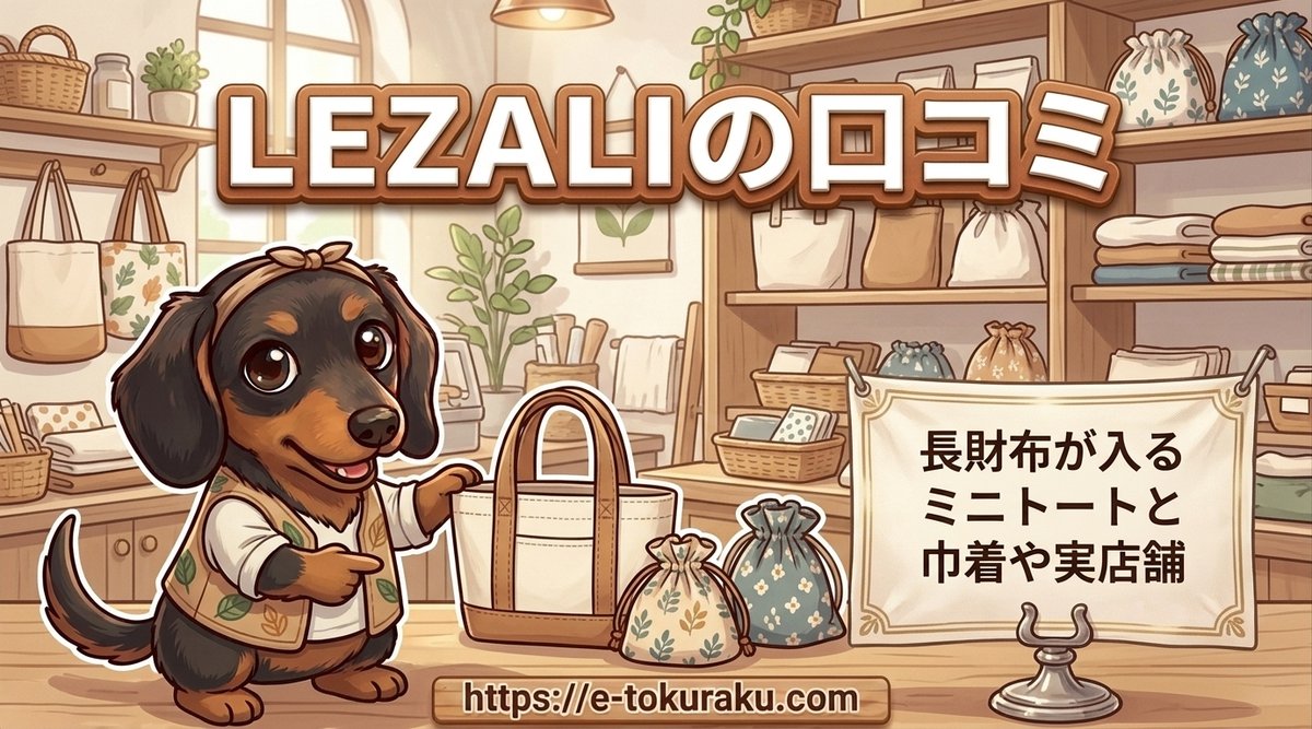 【LEZALIの口コミ】長財布が入るミニトートと巾着や実店舗