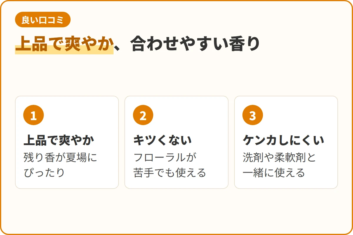 上品で爽やか、合わせやすい香り