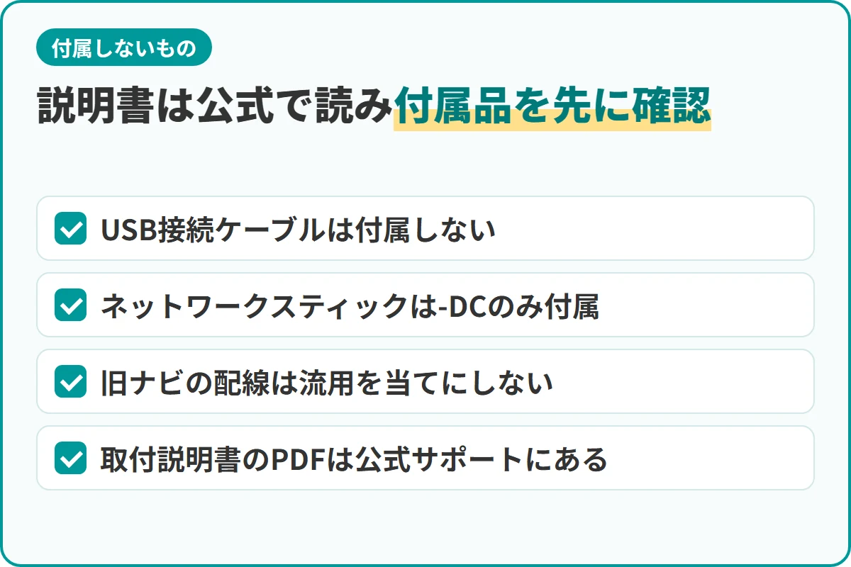 説明書は公式で読み付属品を先に確認