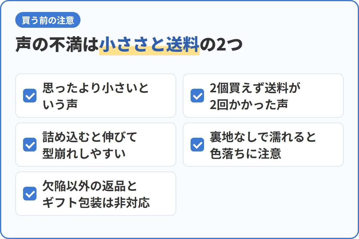 声の不満は小ささと送料の2つ