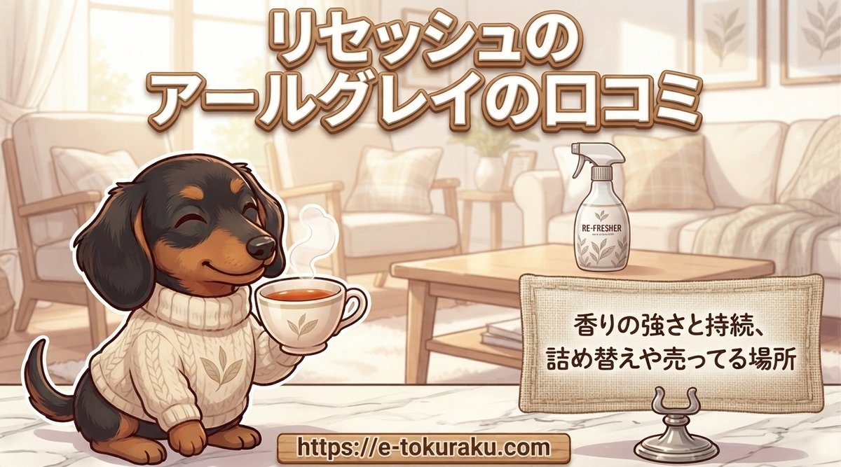 【リセッシュのアールグレイの口コミ】香りの強さと持続、詰め替えや売ってる場所