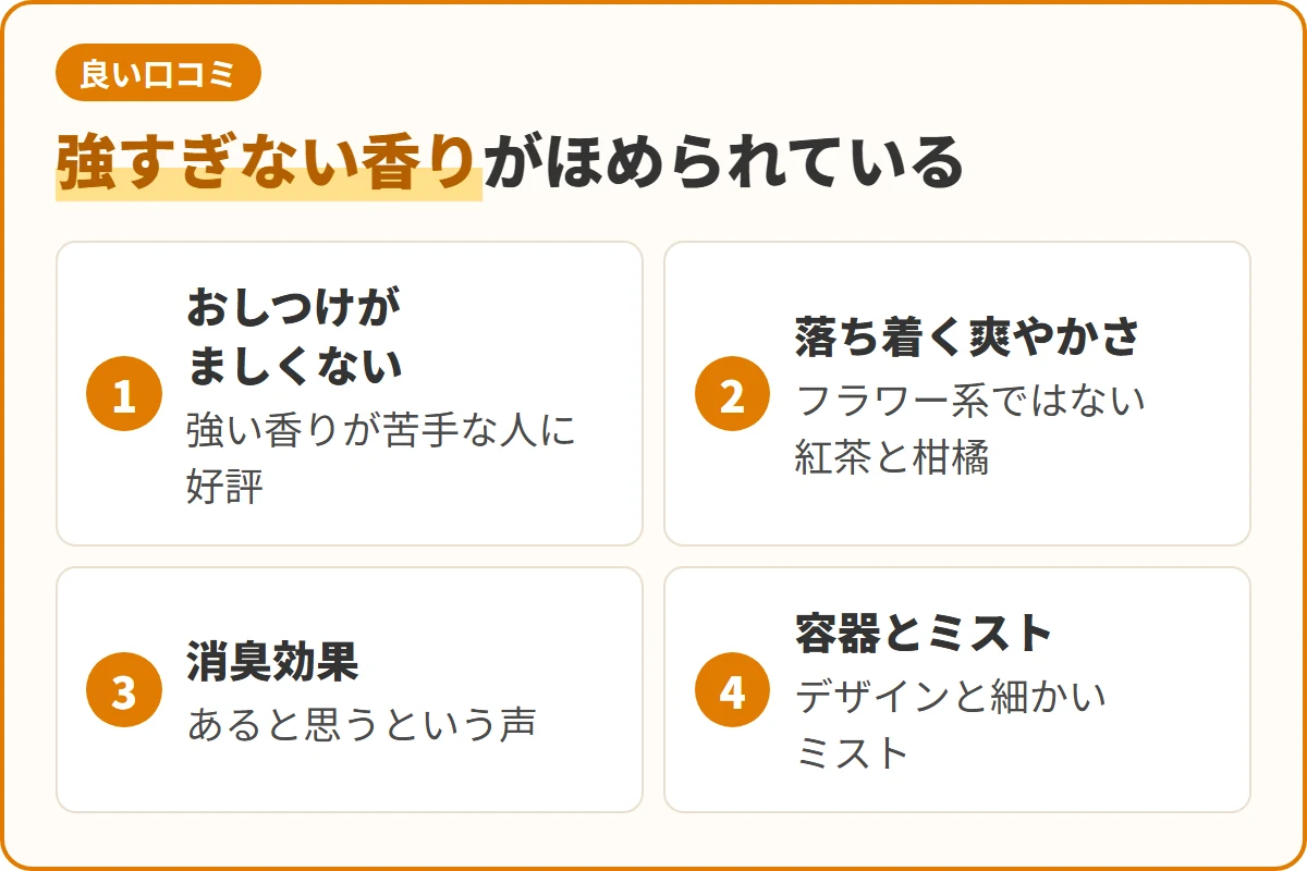 強すぎない香りがほめられている